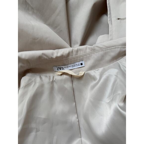 NWT Zara Men's Water Repellant Technical Trench Coat Button Front Size XL Beige - Picture 8 of 11